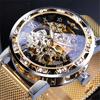 Watch Men's Fashion Casual Classic Popular Rhinestone Hollow Mesh Belt Manual Mechanical Watch