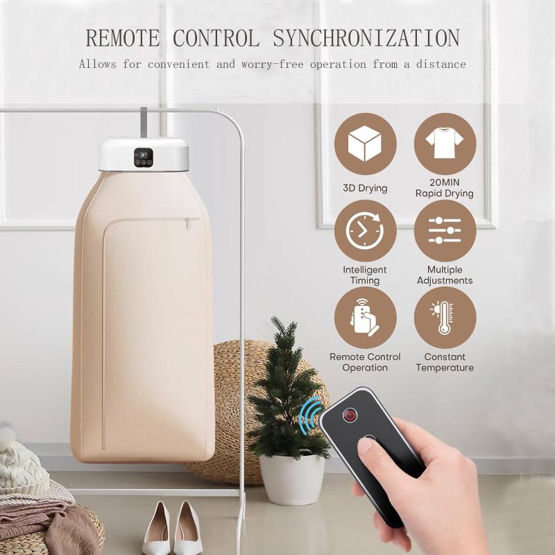 Портативная сушилка для одежды, комбинированная стирально-сушильная машина со шнуром питания, пультом дистанционного управления, встроенным таймером, бесшумная