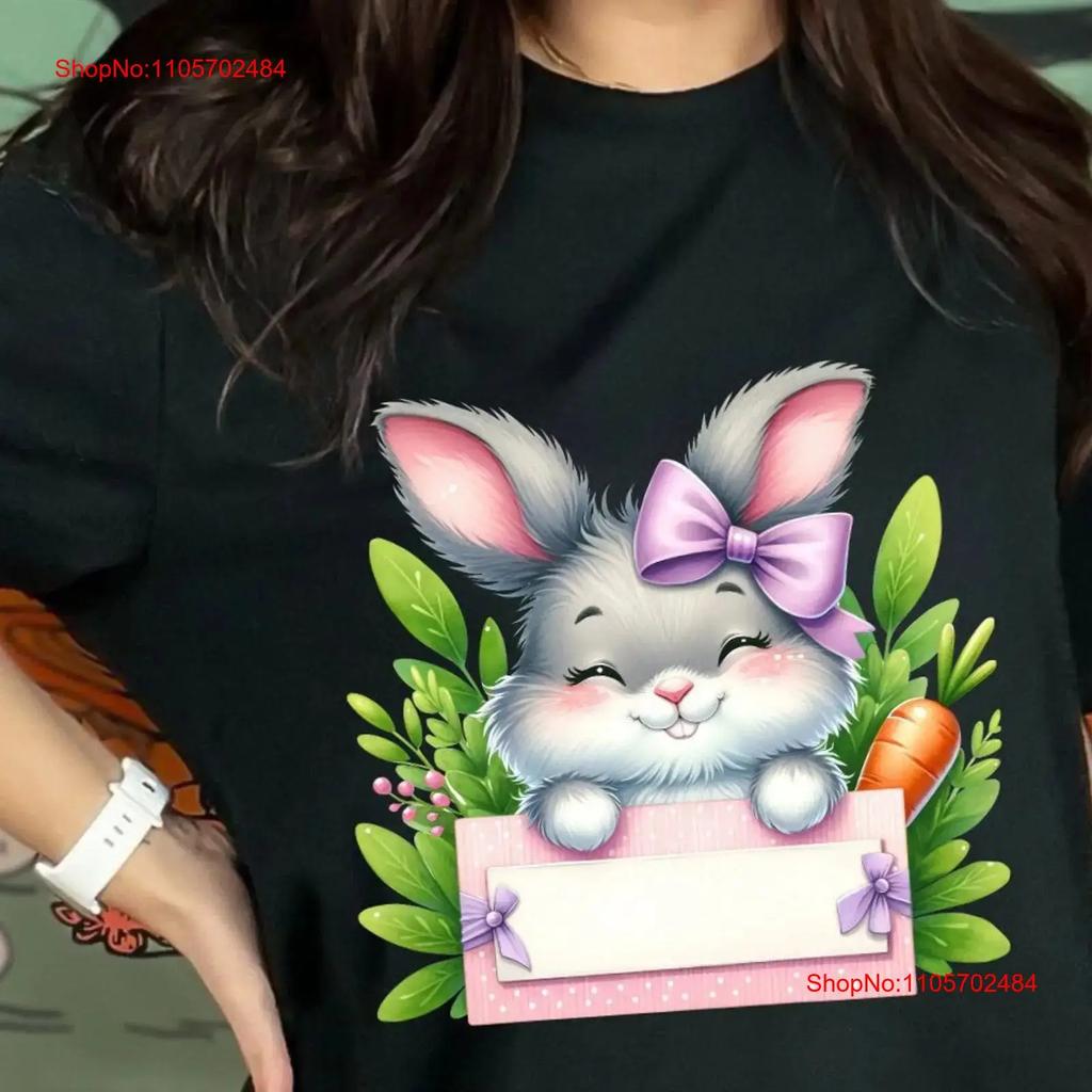 Happy Easter Bunny T Shirt with Carrot Bow Rabbit Top Spring Holiday Cute Animal Unique Idea For Her Him vintage Washed