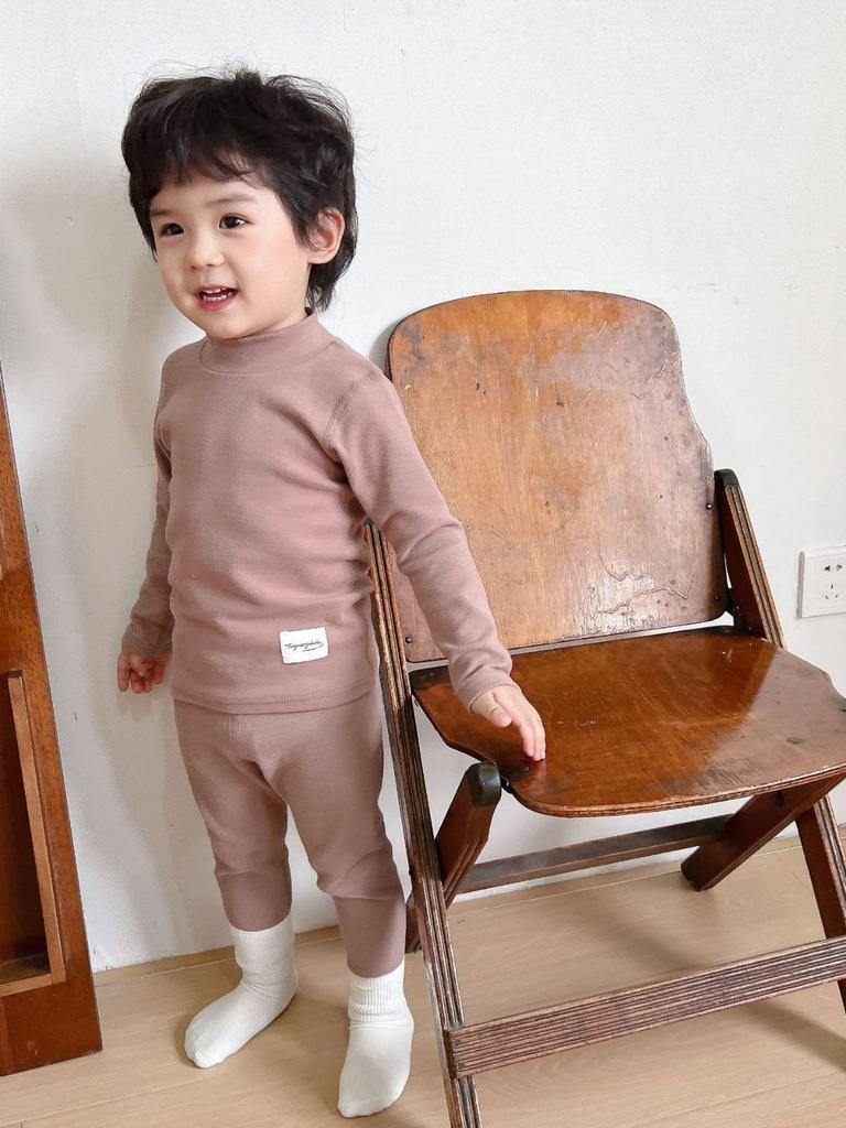 Детский термокомплект с высоким воротом - Чесаный хлопок, Утепленный, для мальчиков и девочек