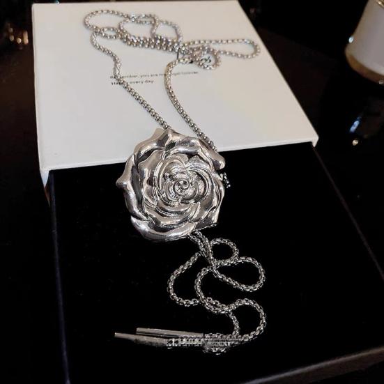 Женское ожерелье с бабочкой и розой, длинная кисточка, регулируемая, гальванизированная подвеска, нагрудная цепочка, ключица