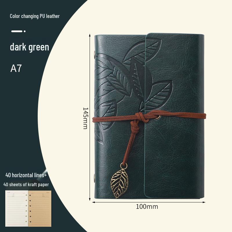 Retro Leaf Ring-Bound Travel Journal Notebook