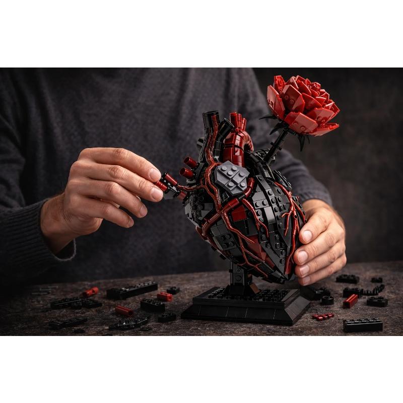 Модель из строительных блоков «Сердце и Цветок» MOC | Креативный Арт-Декор | Веселая DIY Головоломка | Для Подростков и Взрослых | Идея для Подарка