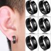 1PC Punk Men's Stud Earrings Printed Pattern Black No Piercing Ear Clips Accessories