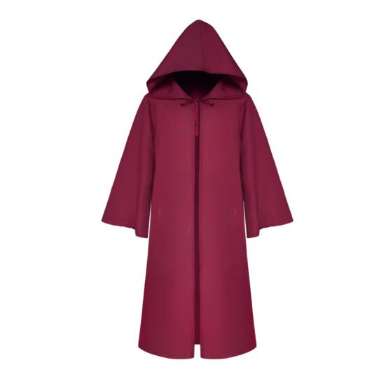 Взрослый Детский Однотонный Плащ Ведьмы Вампира с Капюшоном Хэллоуин Маскарадный Плащ