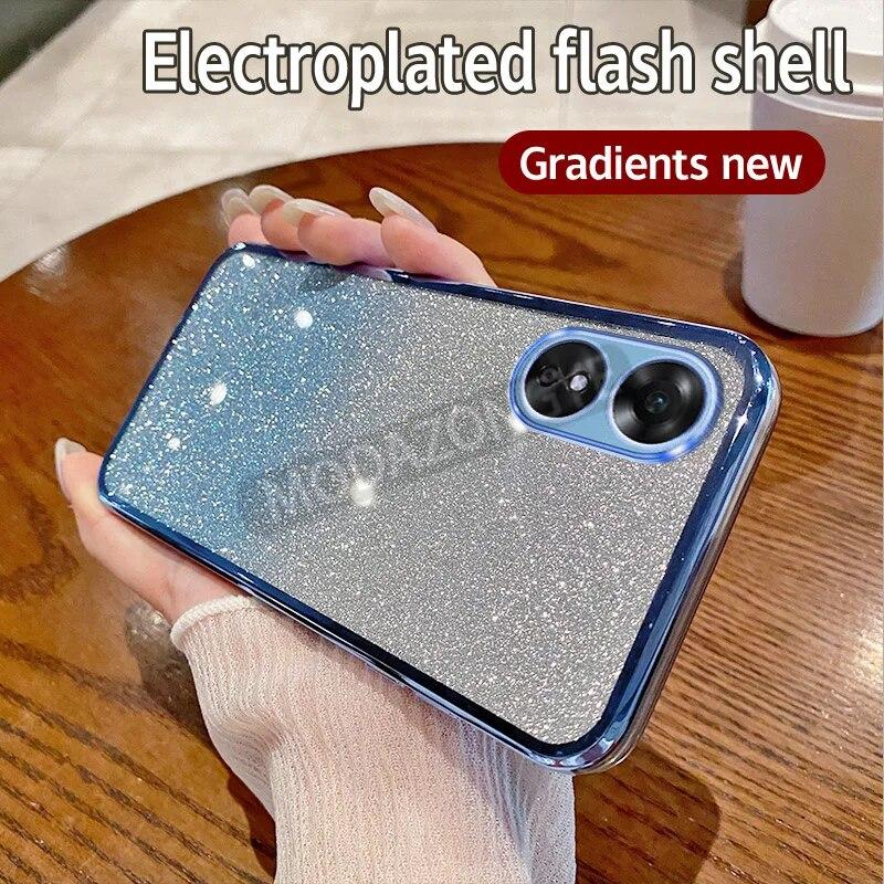 For OPPO A58 4G Case Electroplating Soft Glitter TPU Cell Phone Back Cover OPPO A58 4G CPH2577 Phone Casing For Girl Woman