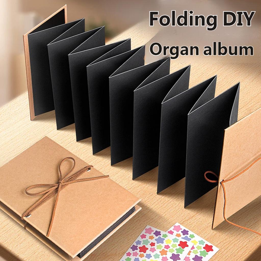 Personalizing Travel Scrapbook Guest Book Thick Paper Page Small Photo Album Stretchable Folding Hardcover Memory Book