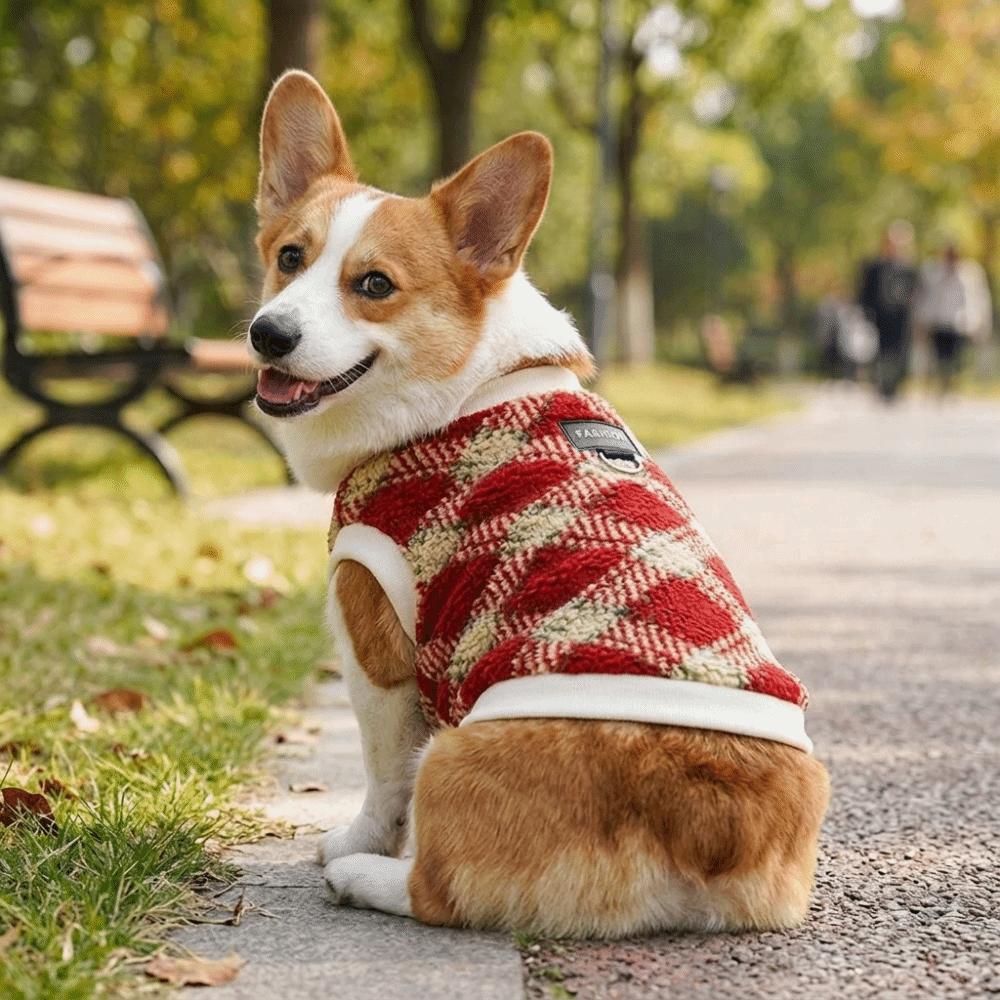 Warm Color-blocked Plaid Pet Fleece Vest Soft Fleece Pet Sleeveless Sweater Small Medium Dogs