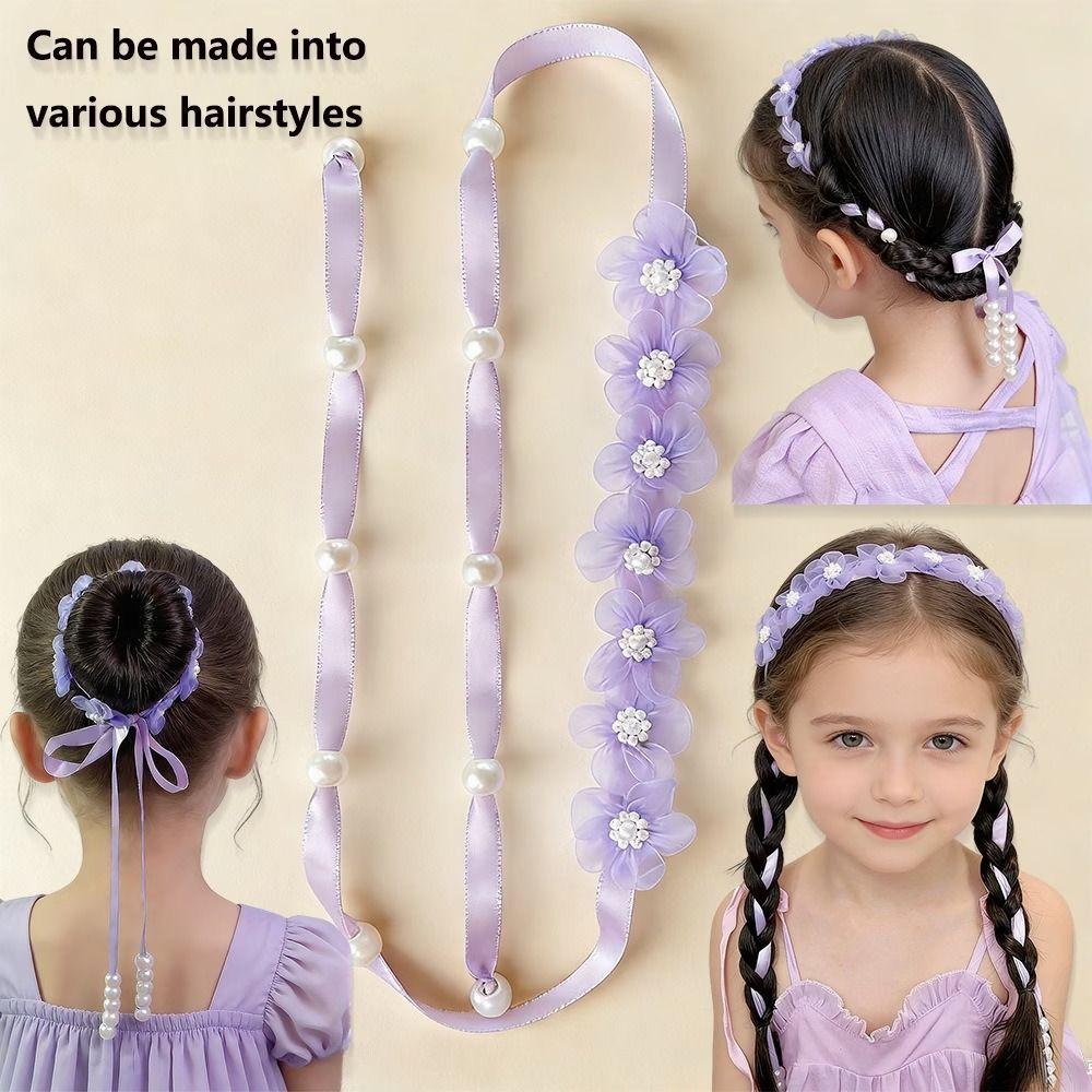 Boho Style Braided Hair Ribbon Organza Lace Hair Accessories Cute Girls Hair Headband  Dress Up