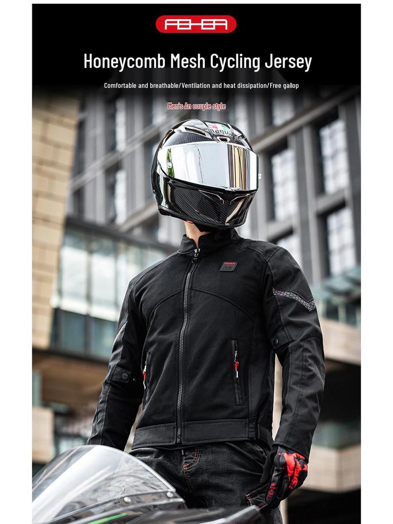 FEHER Summer Mesh Motorcycle Jacket: Breathable, Anti-Fall Riding Suit for Men and Women