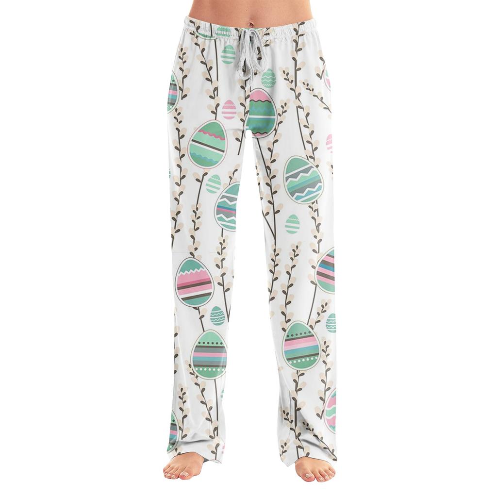 Женские пижамные штаны, одежда для сна, повседневные брюки с эластичной резинкой на талии, удобные прямые свободные брюки для йоги