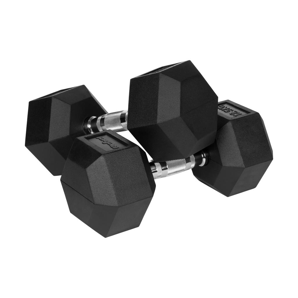 Cast Iron Rubber-Coated Dumbbells Hex 2X12.5Kg Rebel Hexagonal Set 25Kg Solid