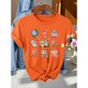 Back-to-School Season Fashionable and elegant pencil and other campus-themed pattern printed round-neck short-sleeve shirt T Women's shirts for
