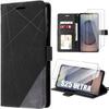 Case for Samsung Galaxy S25 Ultra - BOOLING - 360 Degree Protection Black PU Leather - 2 Tempered Glasses