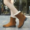Suede Martin Boots for Women, Short Barrel Cotton Boots, Flat Sole, Round Toe Boots, Snow Boots
