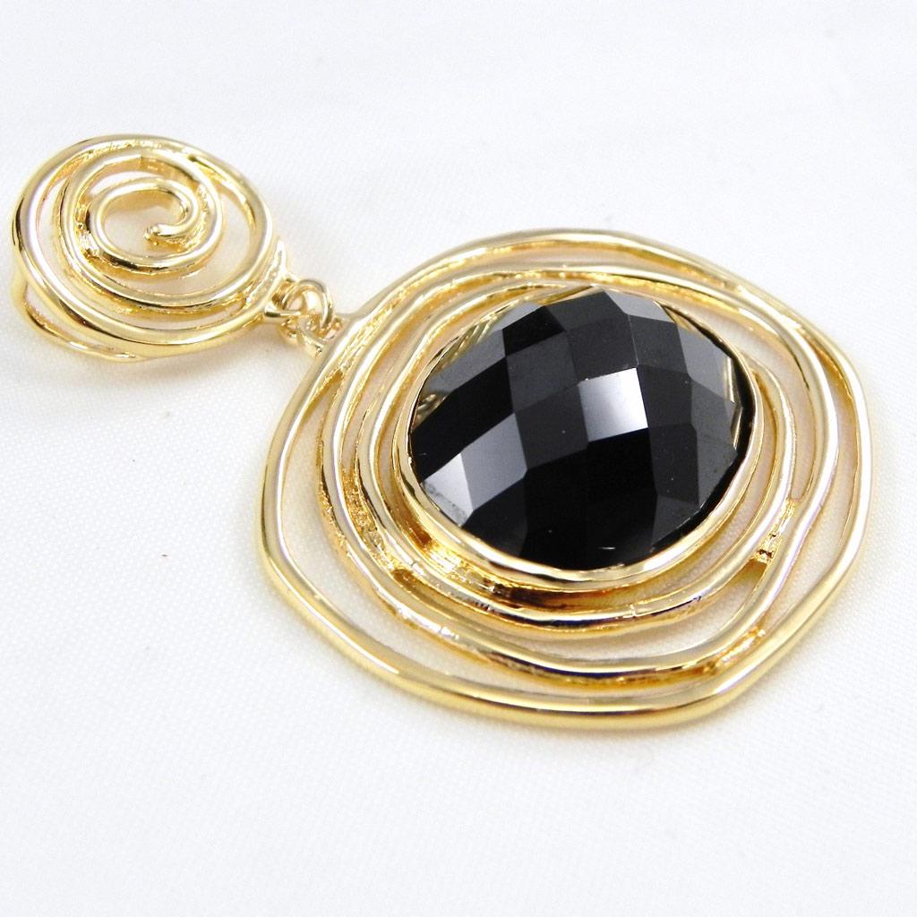 Les Trésors De Lily [G7622] - Gold Plated Pendant 'Chloé' Black