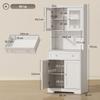 Kitchen Cabinet with Worktop, Wine Glass Holder, Storage Cabinet for Kitchen, Dining Room, 170 cm, MDF, Glass, White