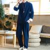 Chinese Style Spring and Summer Suit Cotton and Linen Tang Suit, Men's 3-piece Suit Chinese Style Plate Buckle Hanfu Retro Layman's Tea Suit