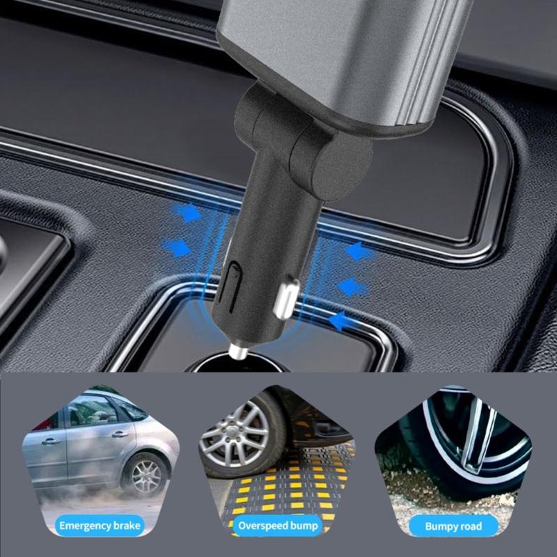 Автомобильное зарядное устройство 4 в 1 с двумя портами USB C и USB A, со световым проектором «Звездное небо» и кабелем, регулируемый на 180 градусов