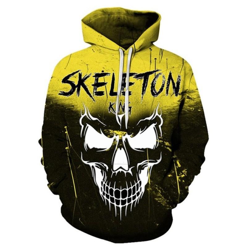 Mans Skull Printing Hoodies Autumn Fashion New Retro Hip Hop Style Hooded Sweatshirts Street Trend Leisure Comfortable Pullover