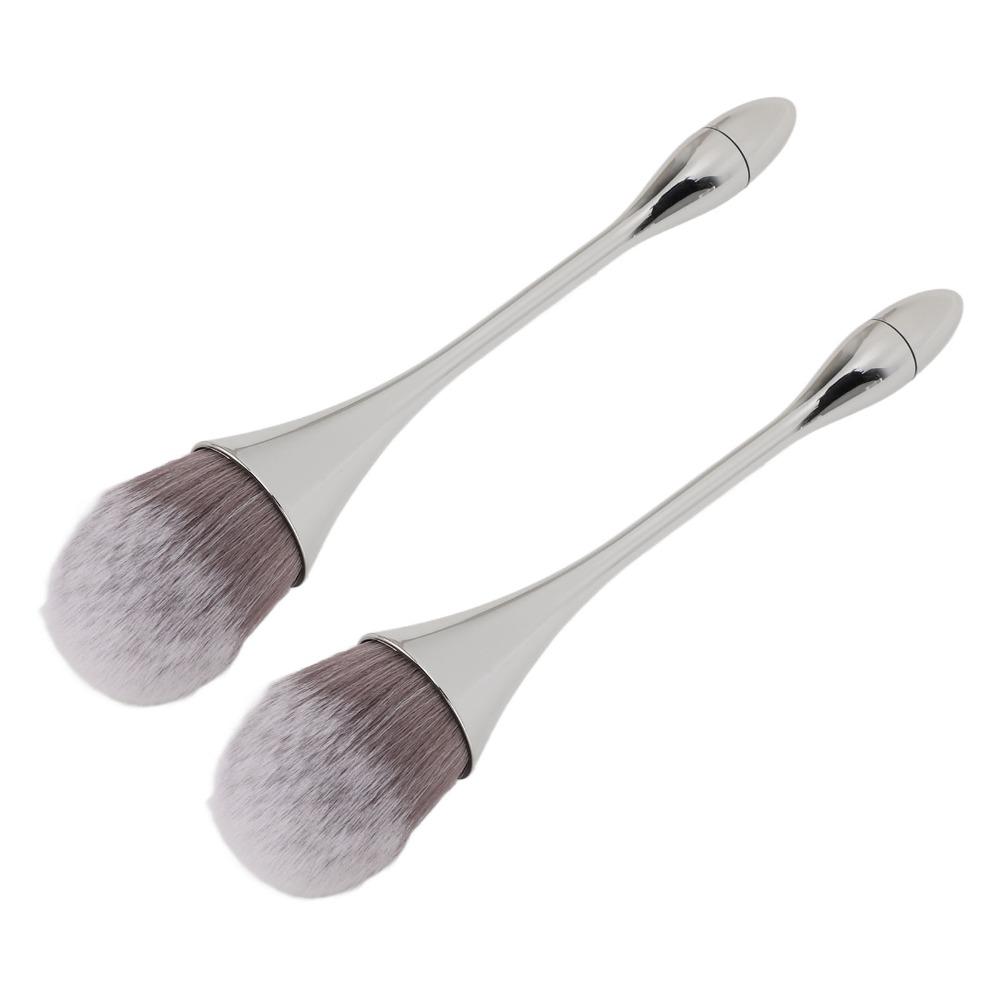 2pcs Soft Bristles Nail Art Powder Brush Ergonomic Handle Powder Remover Brush For Manicure Use