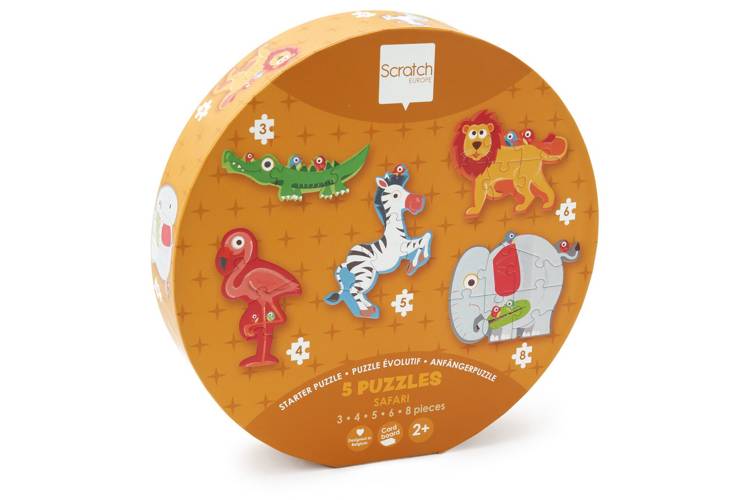 First puzzle game for kids: safari game with five animals