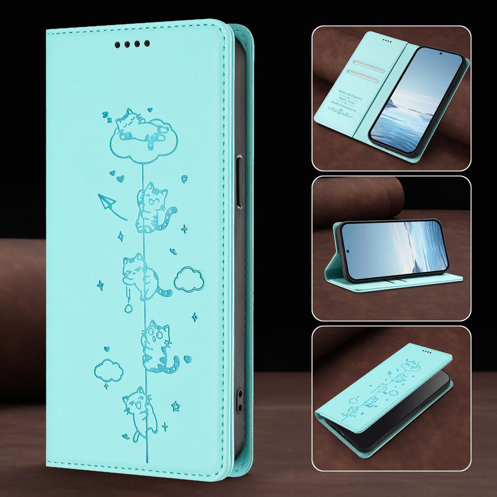Cute Cat Leather Flip Wallet Case on For Motorola Moto G72 G32 G22 G71 G51 G41 G31 G30 G20 G10 Power RFID Protective Phone Cover