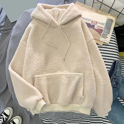 Женская зимняя толстовка с капюшоном из плотного флиса с эластичными манжетами, с длинными рукавами и большим карманом, сохраняющая тепло, спортивная толстовка для поездок на работу и обратно