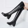 Женские сапоги выше колена, женская обувь из натуральной кожи, толстые теплые зимние высокие сапоги, модные женские мотоциклетные ботинки на высоком каблуке