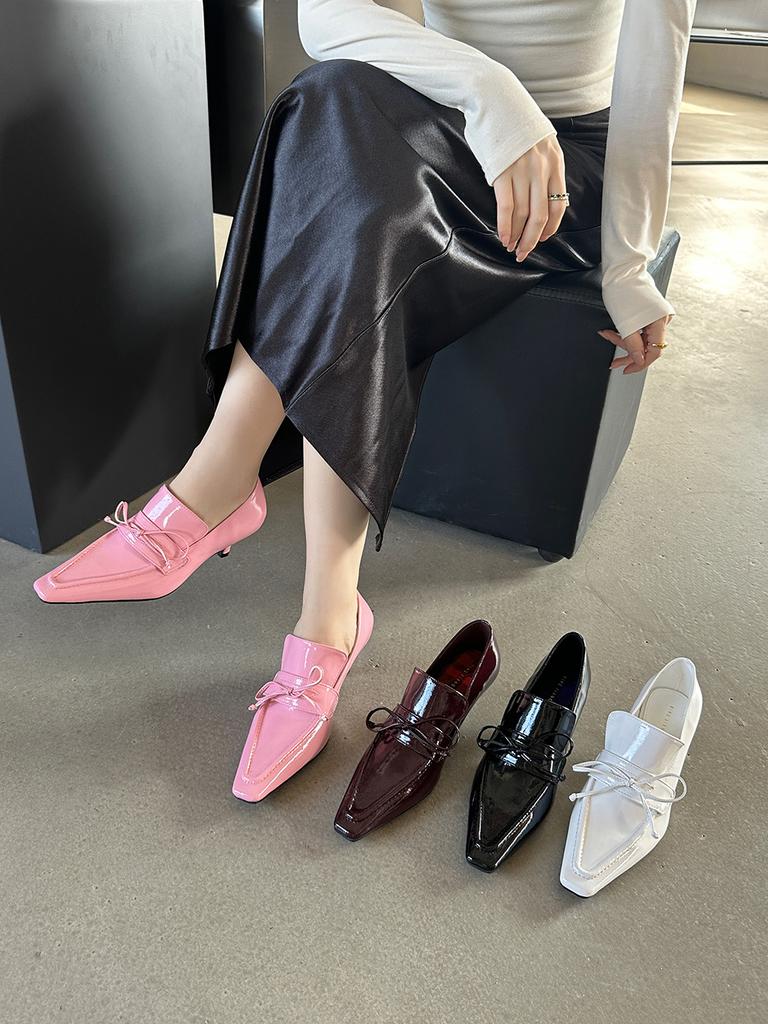 Fashion Round Toe Women Pumps Shallow Slip On Thin High Heels Bow Design Stiletto Dress Shoes Fashion Party Pumps 2024 News 35-39
