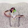 Korean Fashion Retro Zircon Ring - Colored Diamond & Rose Gold