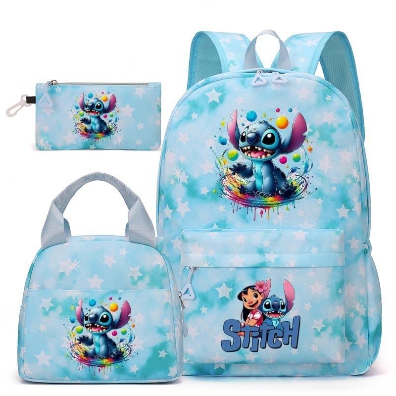 Stitch Kids Backpack Cartoon Student School Bag Lightweight Ergonomic Lunch Bag Pencil Case Toddler Boys Girls