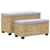 VidaXL Set of 2 Water Hyacinth Bench Set, Storage Bench, Living Room Furniture, Entryway Bedroom Bench 246107