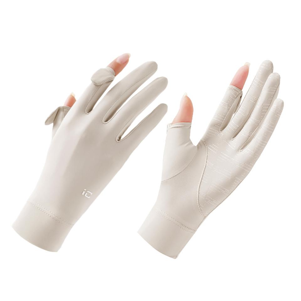 1Pair Summer Sun-protective Gloves Flip Your Fingers To Touch The Screen Breathable Raw Yarn Cycling UV Protection Gloves
