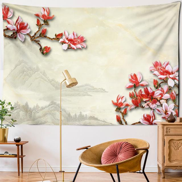 Гобелен с богатыми цветами, пион, ширма, настенный узор, простой стиль, богемный хиппи, колдовство, TAPIZ, художественный декор для общежития