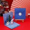Merry Christmas Three-dimensional Greeting Cards with Envelope Santa Claus Snowman Laser Cut Xmas Happy New Year Greeting Cards