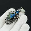 Labradorite, Blue Topaz Gemstone Silver Pendant, 925 Sterling Silver Jewelry Pendant, Natural Labradorite Pendant For Women Pendant For Gift