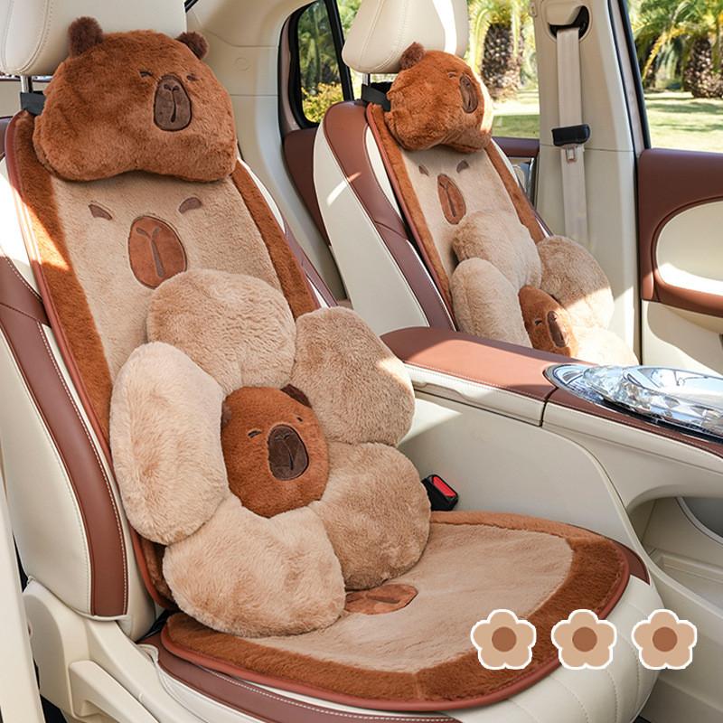 Car Seat Protector With Cartoon Bunny Fur Material For Winter Warmth And Decorative Use