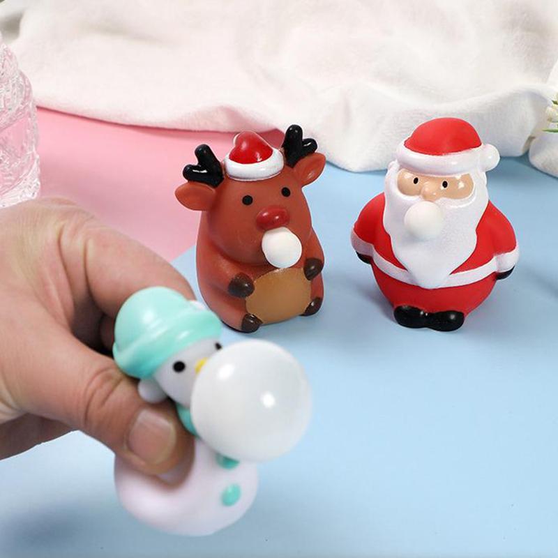 Creative Cute Christmas Extrusion Toys Cartoon Santa Claus Snowman Elk Decompression Squeeze Toys Children Christmas Gifts
