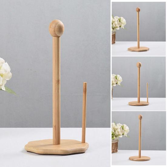 Бамбуковый держатель для бумажных полотенец, деревенский стоячий органайзер для бумажных полотенец, диспенсер для рулонов для кухонной столешницы, ванной комнаты, обеденного стола