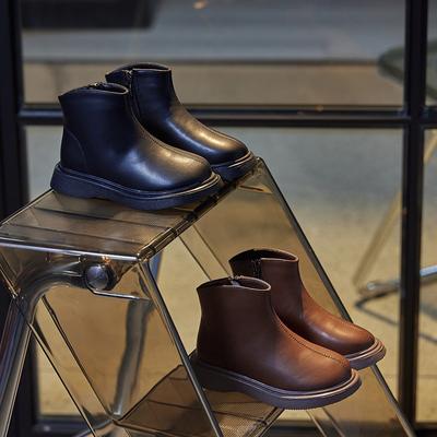 Корейская версия модных ботинок Martin для девочек и мальчиков из натуральной кожи с низкой трубой, детские короткие ботинки в британском стиле, детские ботинки