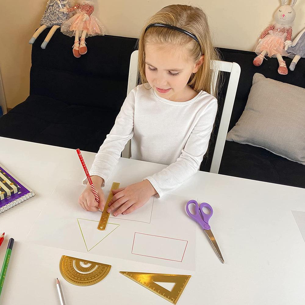 Латунная студенческая геометрическая линейка, линейка квадратного треугольника, линейка полукруга, транспортир, инструмент для измерения угла линейки