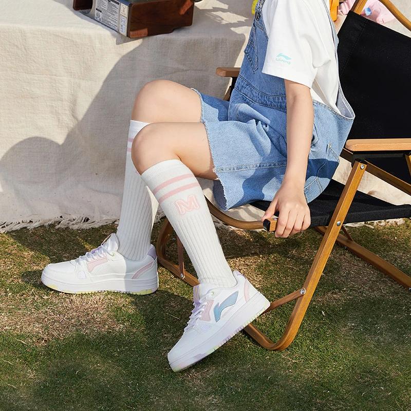 Li-Ning Кроссовки для скейтбординга Cloud Anti-Kick, противоскользящие, амортизирующие, износостойкие, дышащие, поддерживающие, легкие, с низким верхом, детские кроссовки YKCS096-66