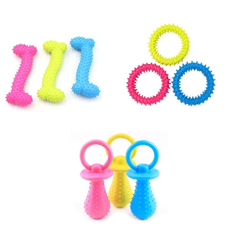 Pet Chew Toy Soft Rubber Bite-resistance Bone Shape Teeth Grinding Chewing Toys for Small Dogs Training Pet Supplies
