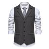 Autumn Men's Lapel Multi-Pockets Vest Fashion Herringbone Coarse Tweed Suit Vest British Casual Vintage Gentleman Leisure Party