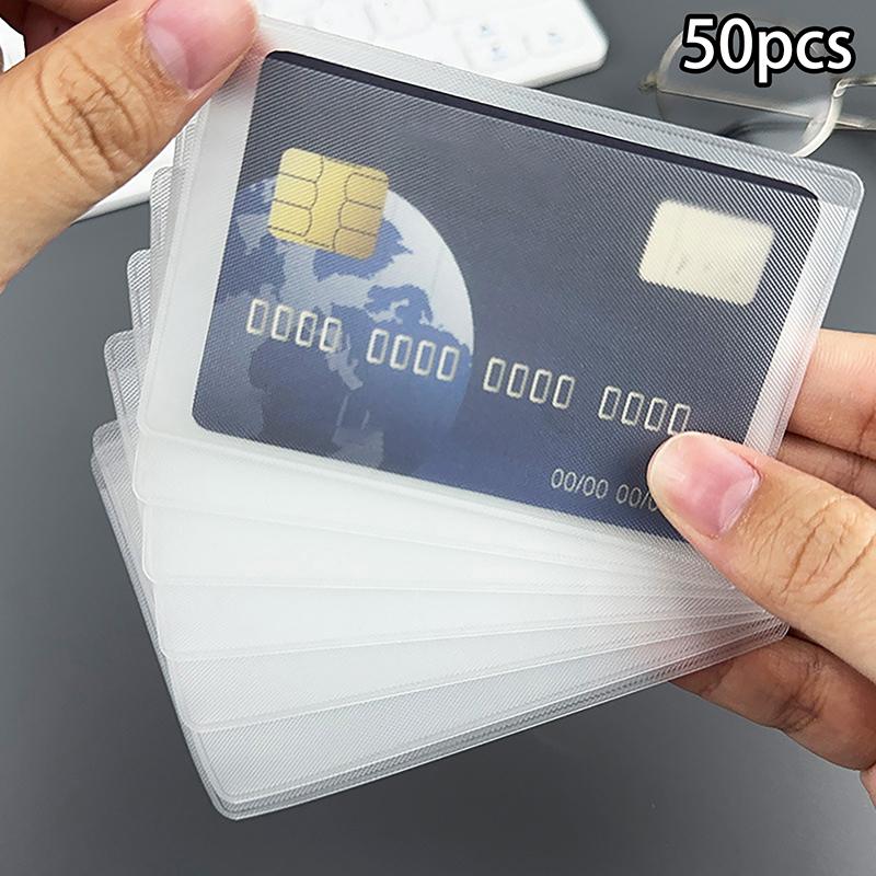 50Pcs Pvc Waterproof Transparent Card Holder Plastic Card Id Holders Case To Protect Credit Cards Card Protector Cardholder Bags