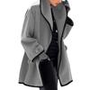Women's Long Coat with Black Trim, Button Front Closure, Multiple Colors (Blue, White, Red, Beige, Purple, Gray, Black)