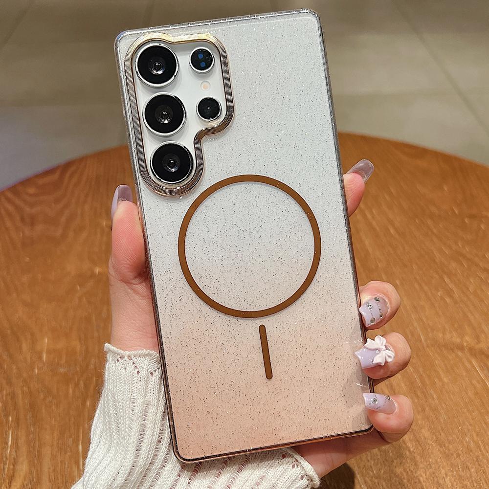 KEYSION Роскошный градиентный блестящий магнитный чехол для телефона для Samsung S22 S23 S25 Ultra S25+ Edge S24 FE Беспроводная зарядка Противоударный чехол