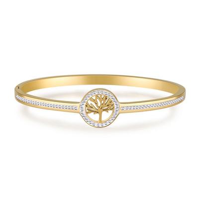 Женский браслет из титановой стали с бриллиантами «Древо жизни» - Не выцветающий браслет из нержавеющей стали