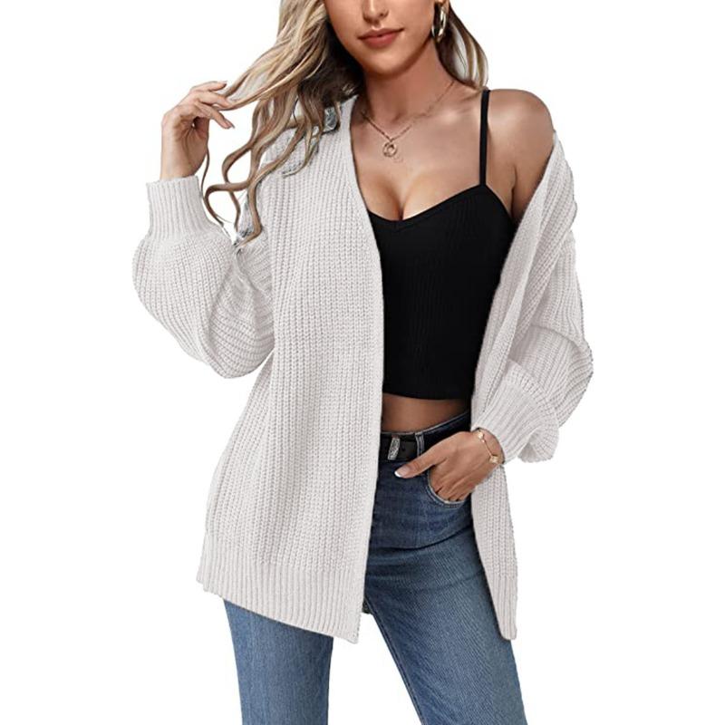 INDFS Женская мода Повседневный Осень Зима Однотонный Принт Длинный Рукав V-образный Вырез Свитера